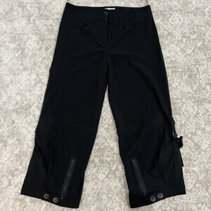 Lauren Vidal Womens Pants Black Size 3 High Rise Wide Leg Adjustable Polyester